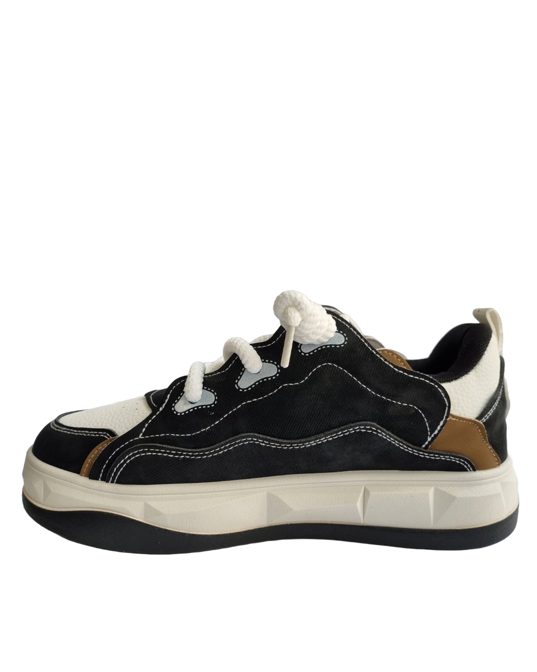 Stylish black casual sneakers 
